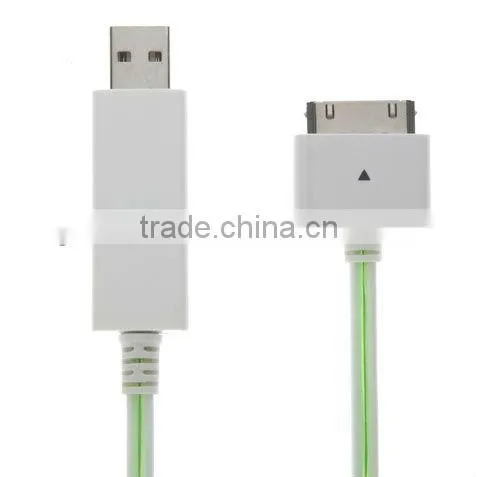 flowing light visible usb charger cable for mobile phone