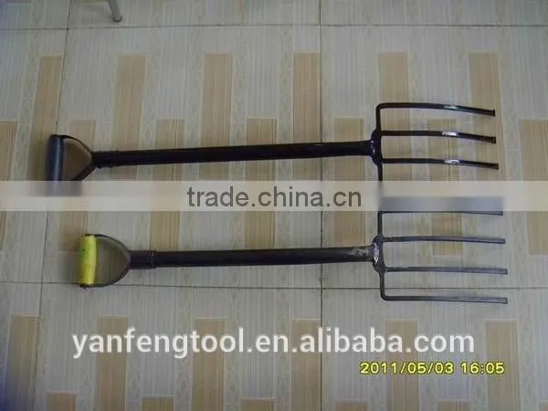 four teeth garden fork with steel handle