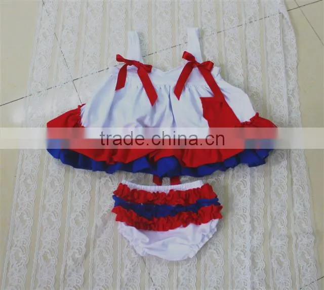 Fashion design summer cotton chevron swing top set with bloomer for kids