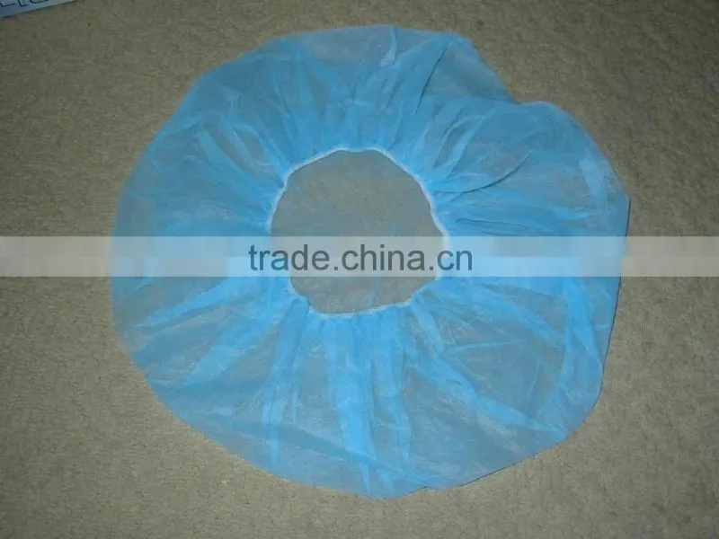 21" disposable non-woven blue bouffant cap