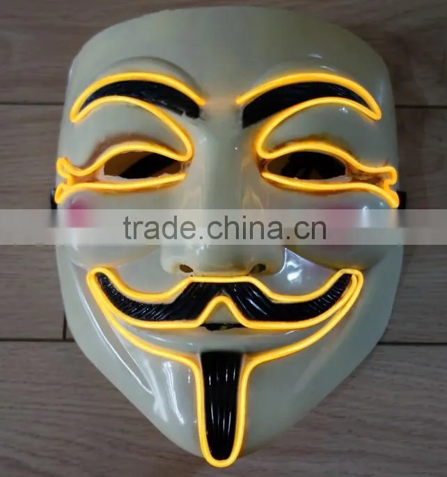 Hot Selling Party EL light Mask / EL WIRE V for Vendetta Mask