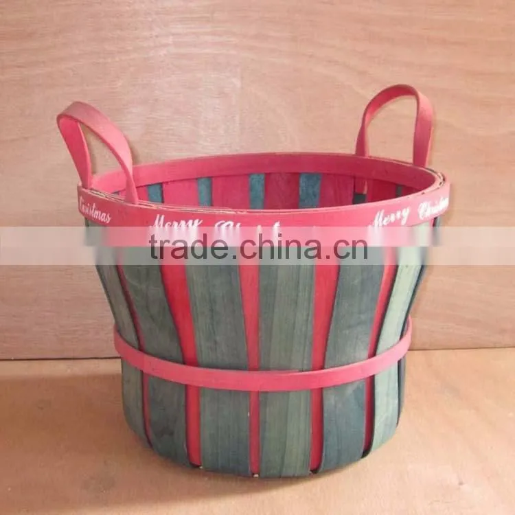 Colorful wooden festival basket with handle