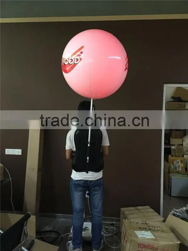 LED light backpack balloon, advertising walking balloon, inflatable backpack ball with logo