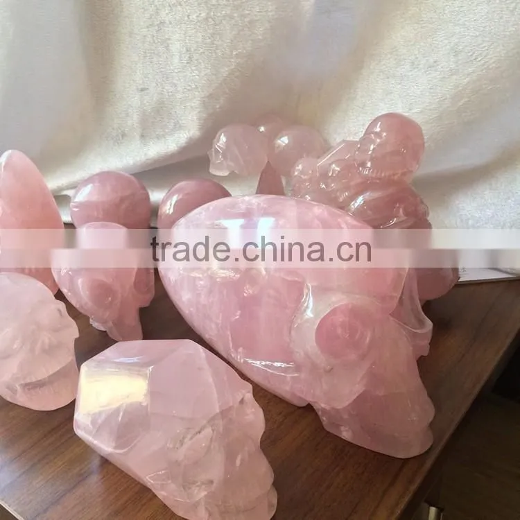 Natural Various Shaped Crystal Skull Rose Quartz Ornaments