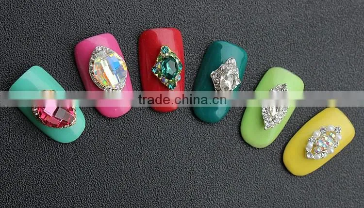 gold plating no fading color drop bow pearl big stone crown nail metal jewelry