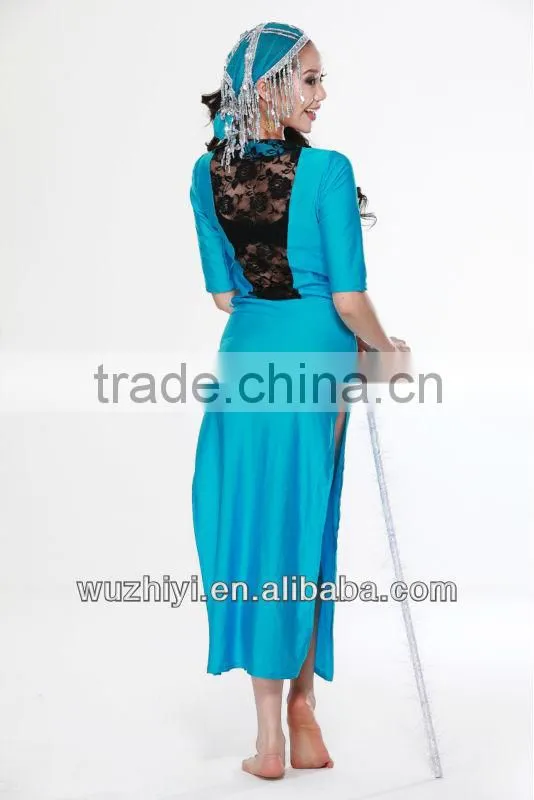 Indian sexy Belly dance dress with sequin headwear or belt and bra and long dress 3pcs (QC2081)