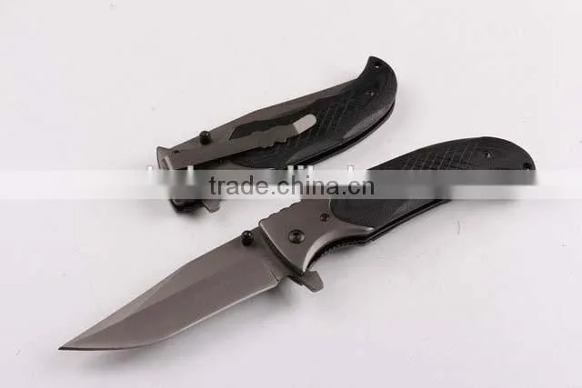 OEM black G10 handle 440 folding camping knife