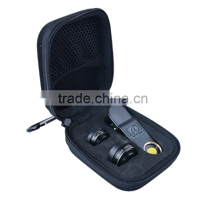 APEXEL 3 in 1 universal clip fish eye wide angle macro mobile phone lens for iPhone 6