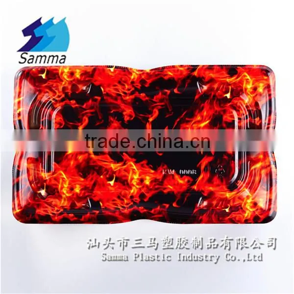 KW-0008TS-RB Clear Lid Disposable Plastic Sushi Plate
