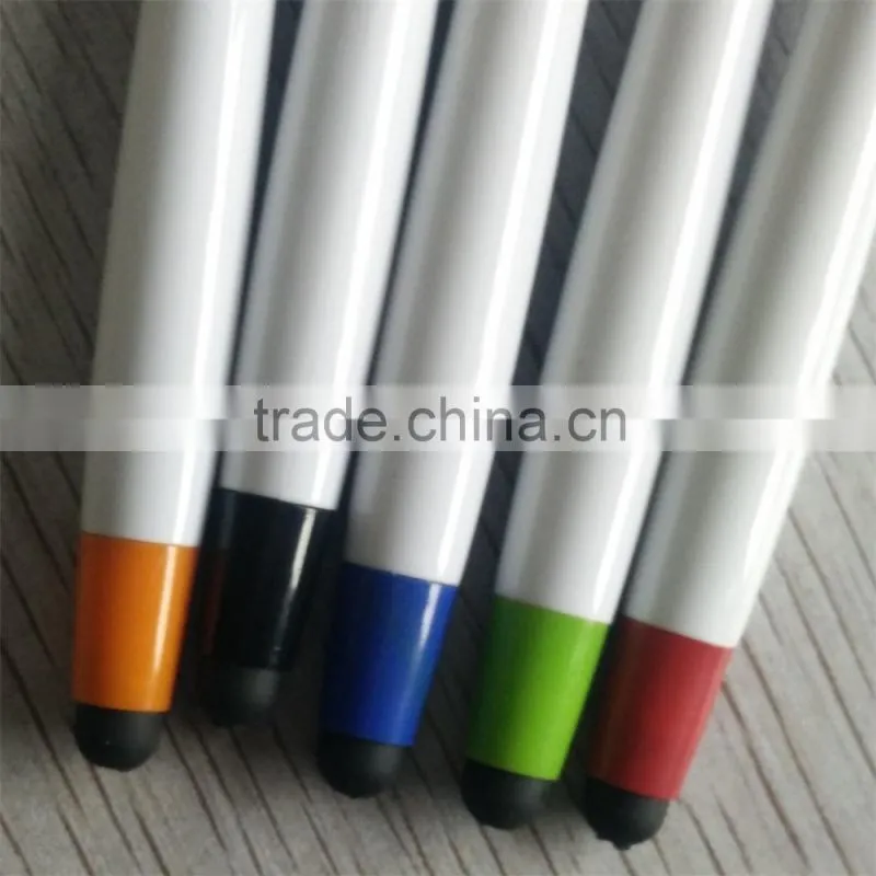 White barrel promotional ballpen with stylus touch