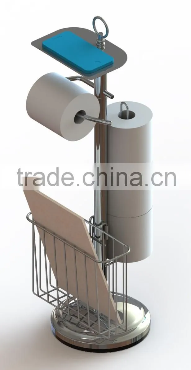 Tension pole caddy and toilet paper holder