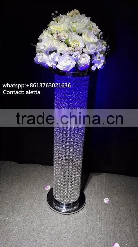Tall crstal walkway stand, walkway flower holder pillar for weddings
