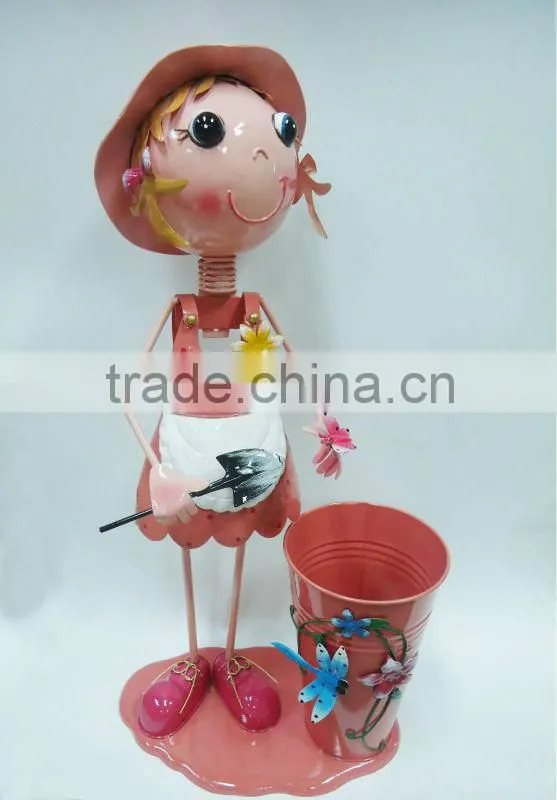 Outdoor Decoration Metal Doll Flower Pots