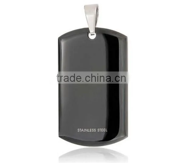 Personalized stainless steel custom engraved black stone pendant