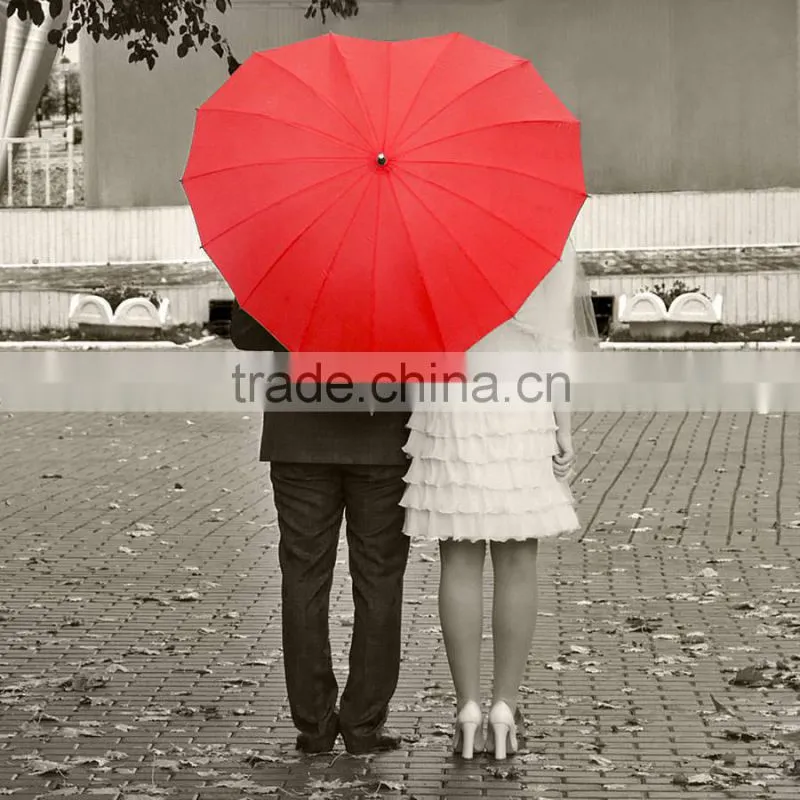 red heart shape umbrella for wedding,ladies umbrella