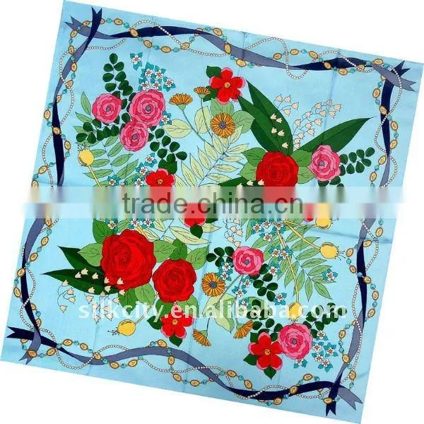 2014Winter Newest Twill Silk Square Scarf (DX1025-4)