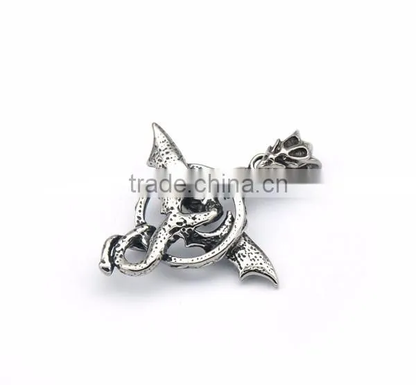 Personality Mens Silver Casting Stainless Steel Factory Punk Snake Pendants Skull Charm
