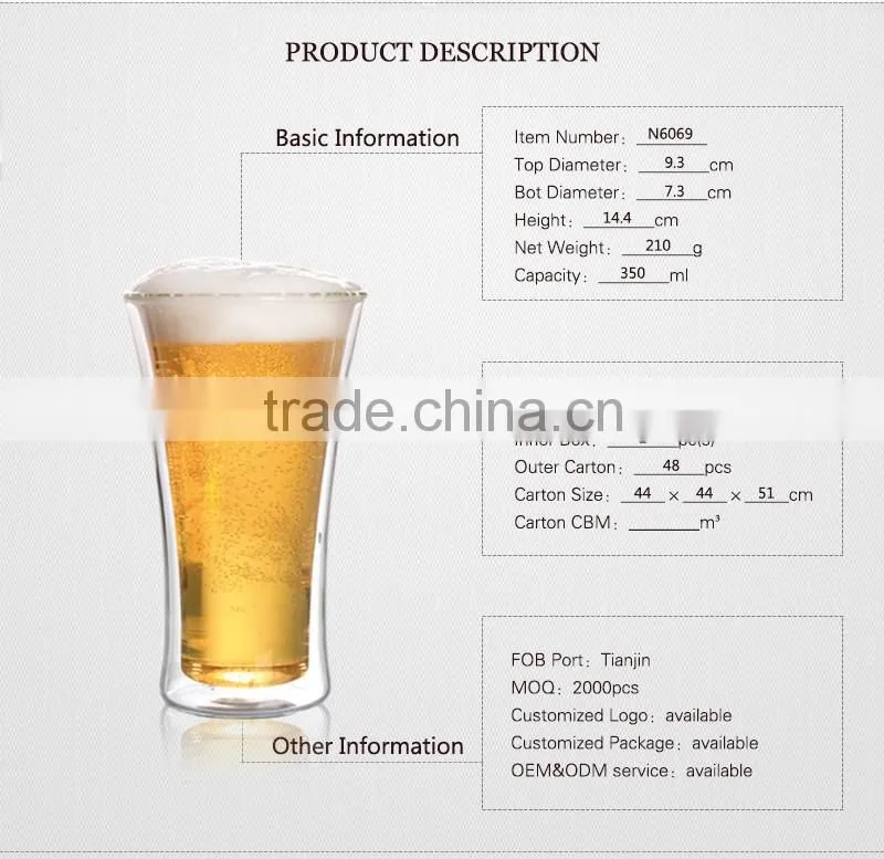 350ml china supplier hot sell borosil double wall wholesale starbucks mug
