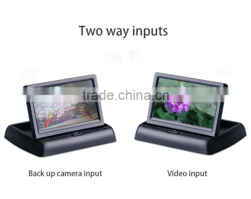 4.3 Inch Control TFT LCD Car Monitor Color Screen Car Rear View Monitor With 2 Video Input .