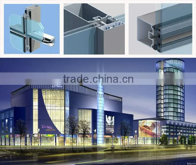 aluminum curtain wall glass wall profiles with thermal break effect