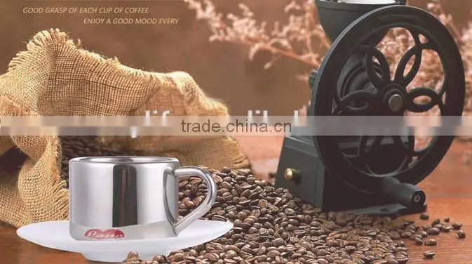 promotional custom double wall stainless steel coffee mug with handle