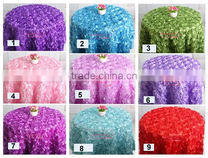 LZB015 120inch popular selling red rosette table cloth wholesale