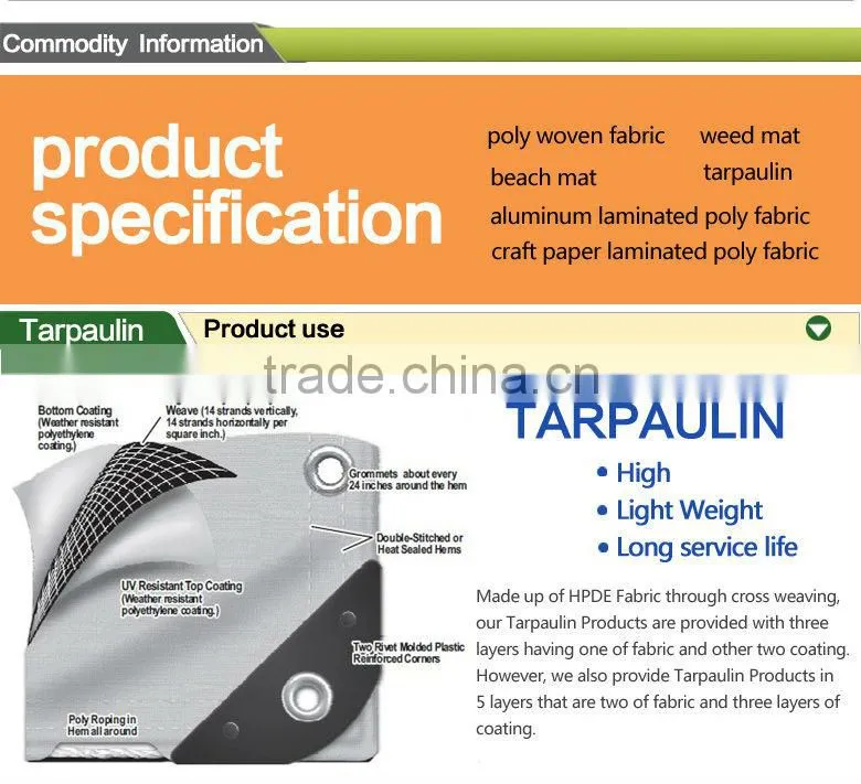 High quality pe/pp tarpaulins sheet material