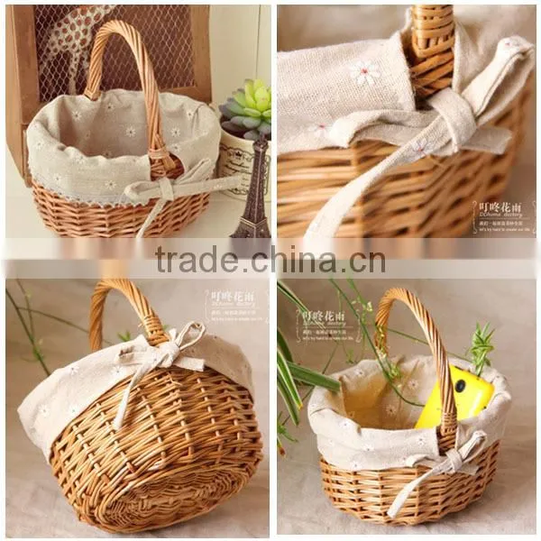 Wholesale handmade wall mounted wicker flower basket for decoration