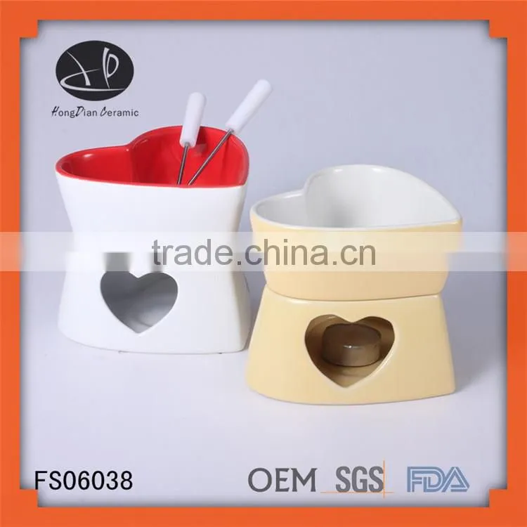 White Ceramic Chocolate Fondue With Logo and Cheese Tools Type cheese grater,ceramic fondue