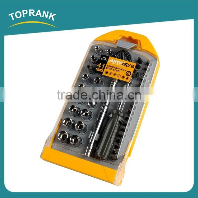 41pcs Screwdriver and socket set, adjustable ratchet screwdriver set