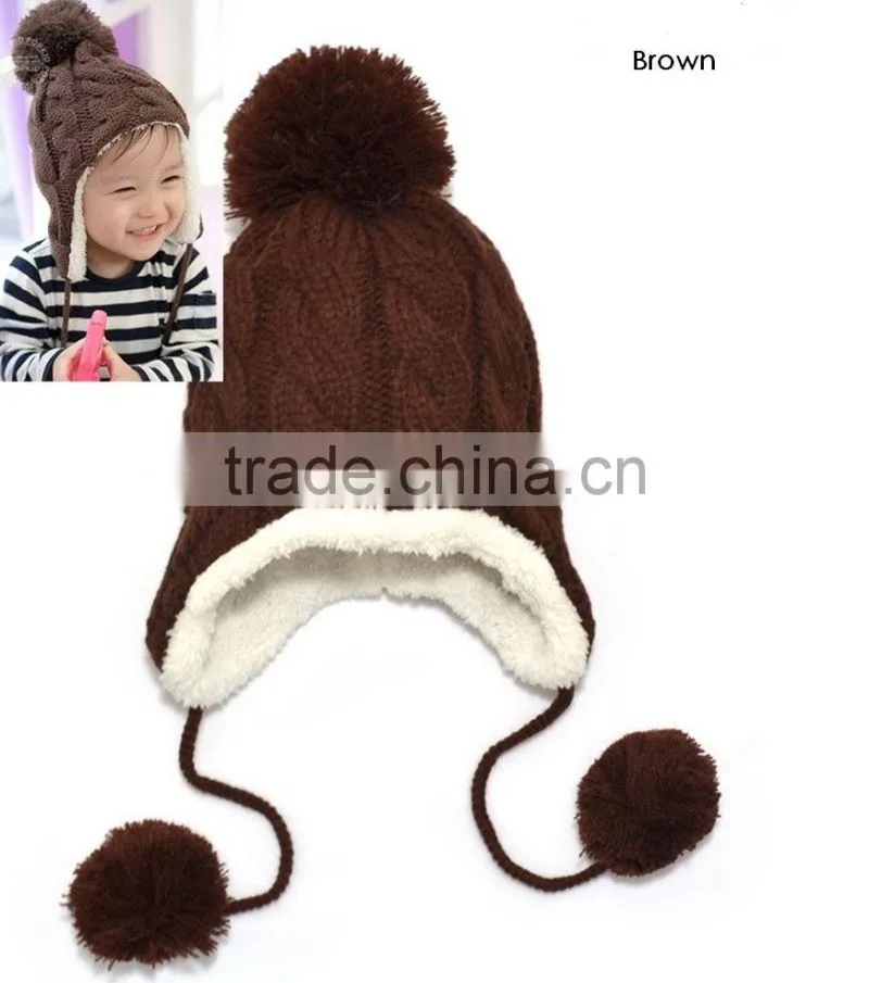 Baby Hat Warm Winter Cap For Baby Boy Girl Children's Crochet Earflap Hats Caps