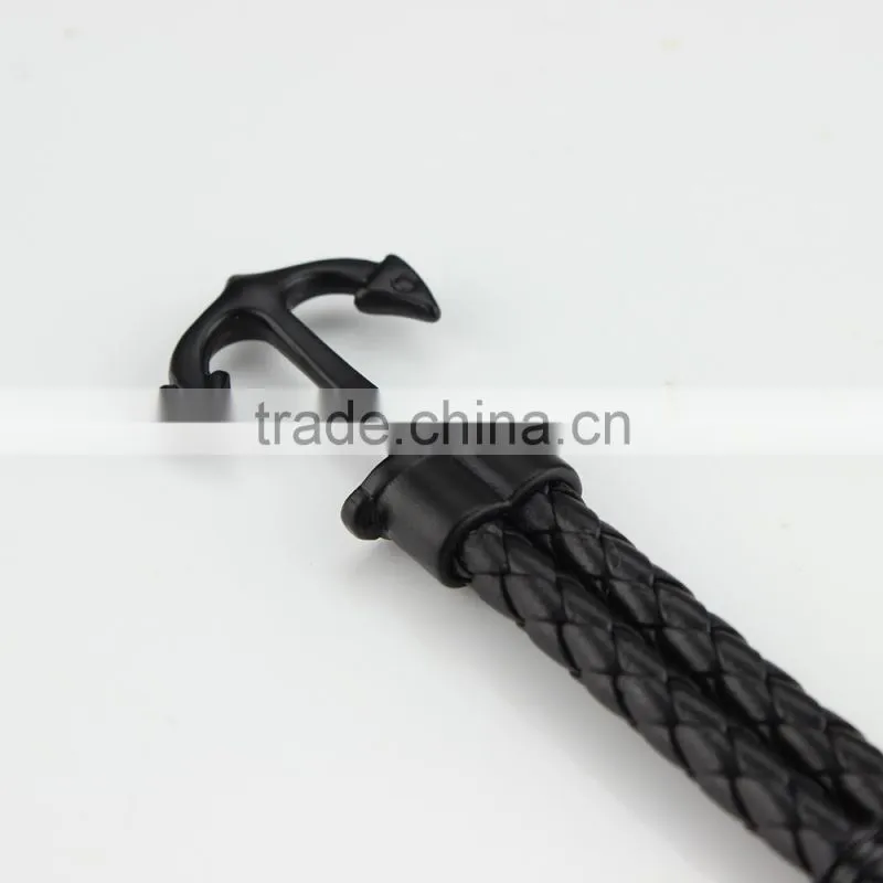 Unisex Fashion Braided Leather Cord Wrap Antique Anchor Bracelets