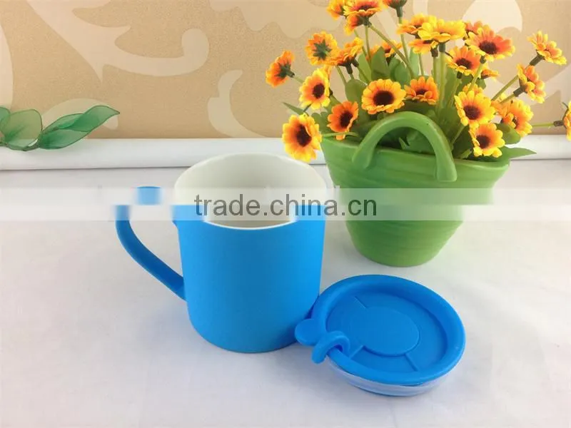 promotional color glaze ceramic mug with lid