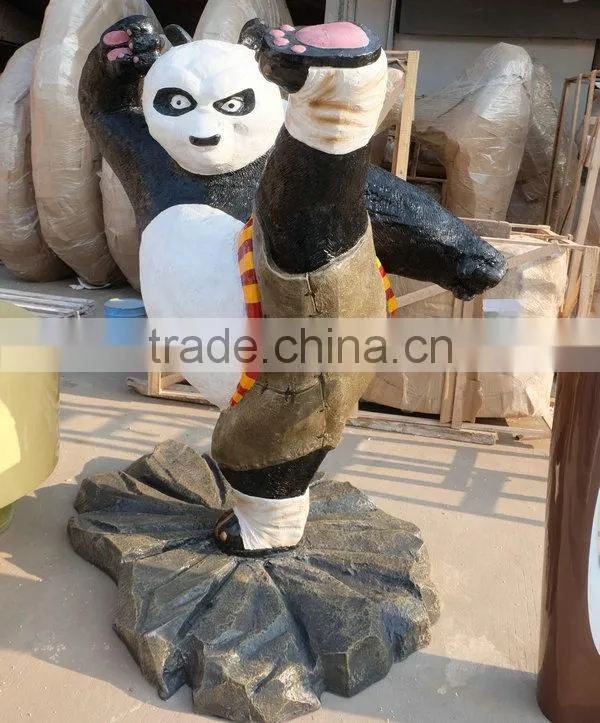 Outdoor fiberglass strong panda mascot figure