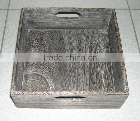 black wooden serving storage tray