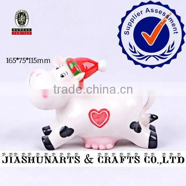 Cute Christmas Love Heart Cow Ceramic Zoo Animal Decorations