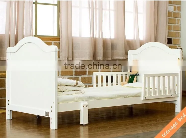 Antique Pure White Solid Wood Teenage Bed, Solid Wood Convertible Kids Bed with Toddlers BF11-08053a