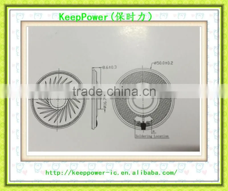 4 Ohm 2.0W diameter 50mm My lar Speaker 50004F-018R
