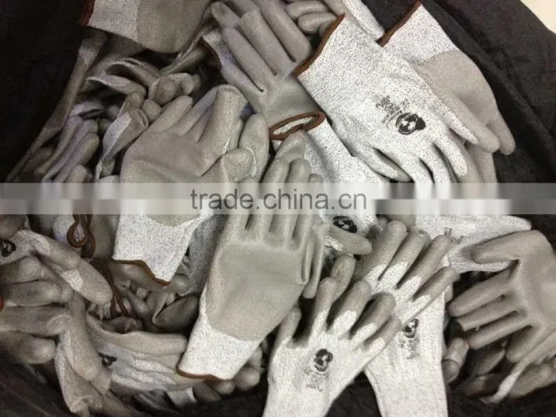 pu coated cut resistant gloves, level 5 grade cut resistant glove EN 388