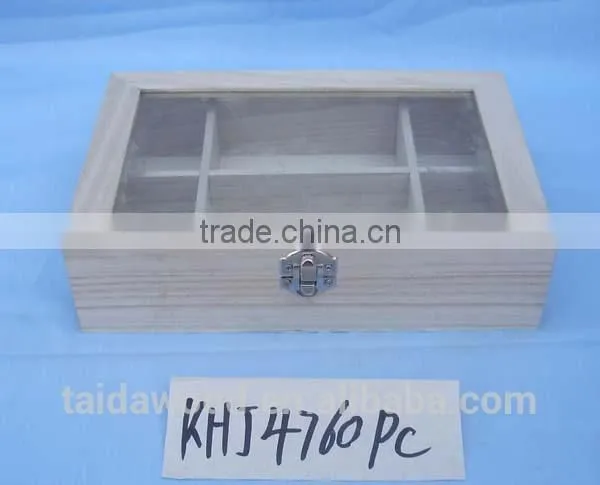 Custom logo and color 6 compartment solid wooden tea box accept OEM