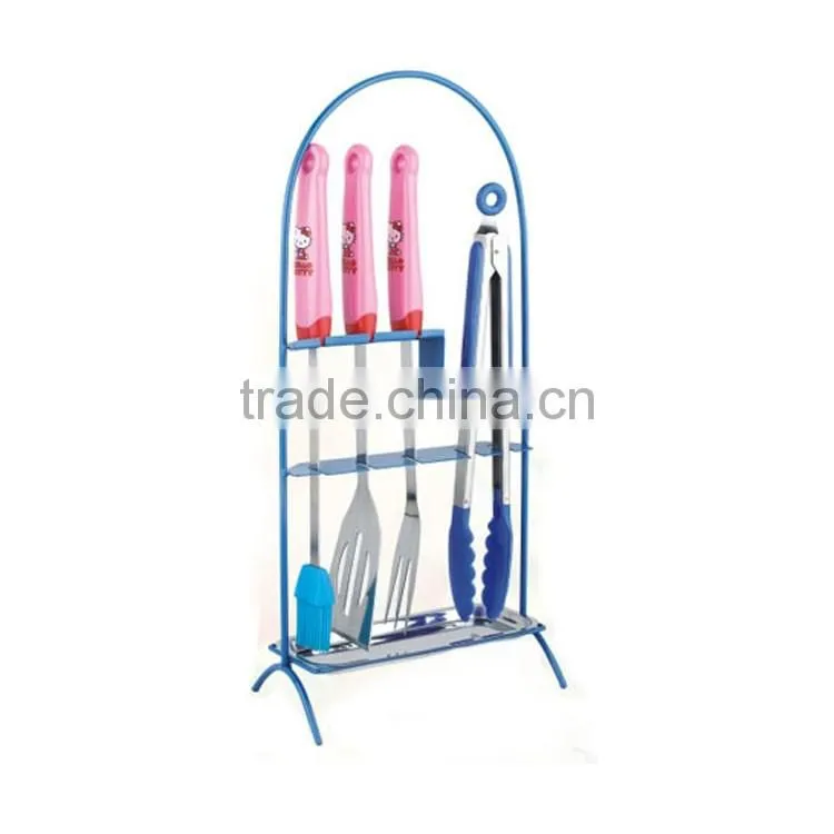 4pcs stainless steel bbq tools set with rest rack