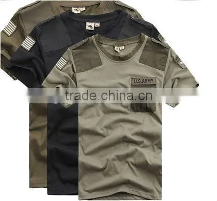 2014 Round neck Men's Summer Comfortable Casual Short army T-shirt