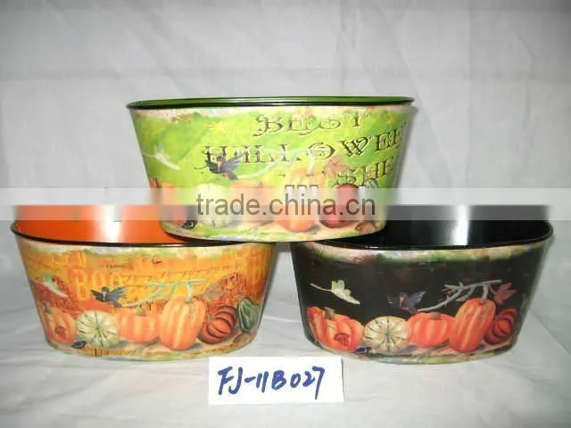 Halloween round handle Tin pot