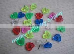 Decorative Coloured 13mm Plastic Heart Shaped Thumbtack