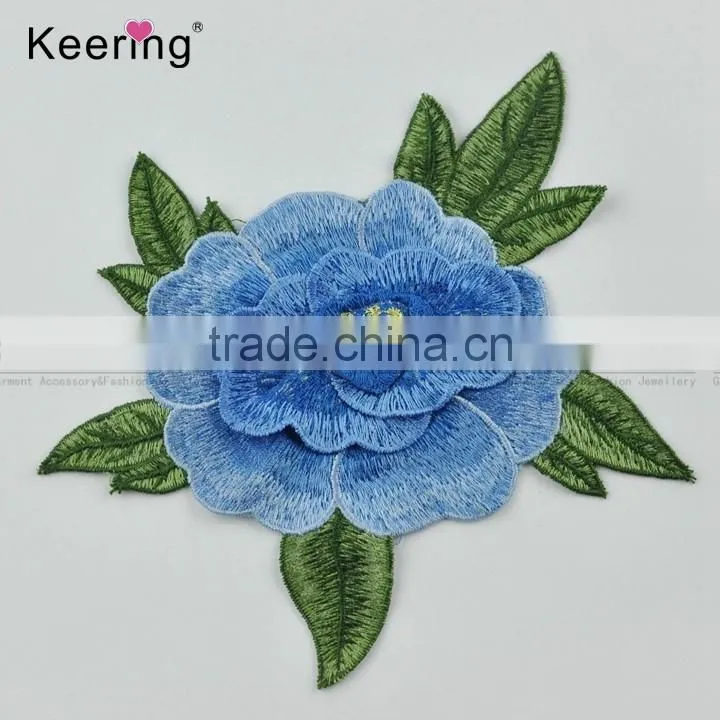 3D lifelike flower embroidery patch rose custom WEF-015