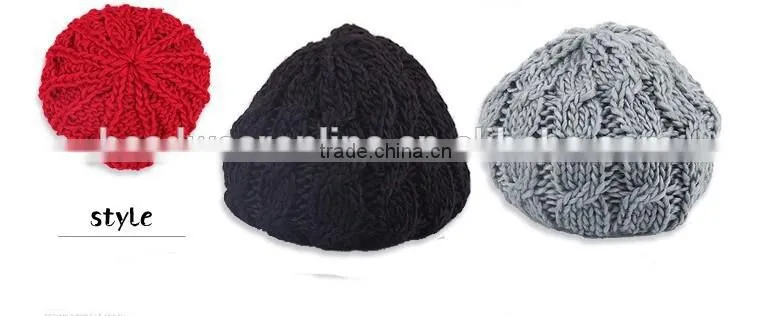 In autumn and winter to keep warm knitting cap couples pur color upset twist cap