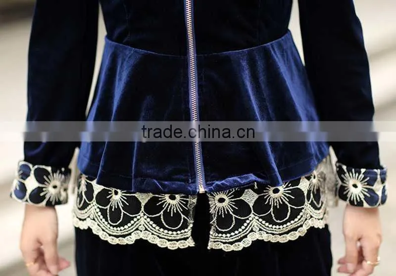 fashion Women's Lace ladies velour tracksuit
