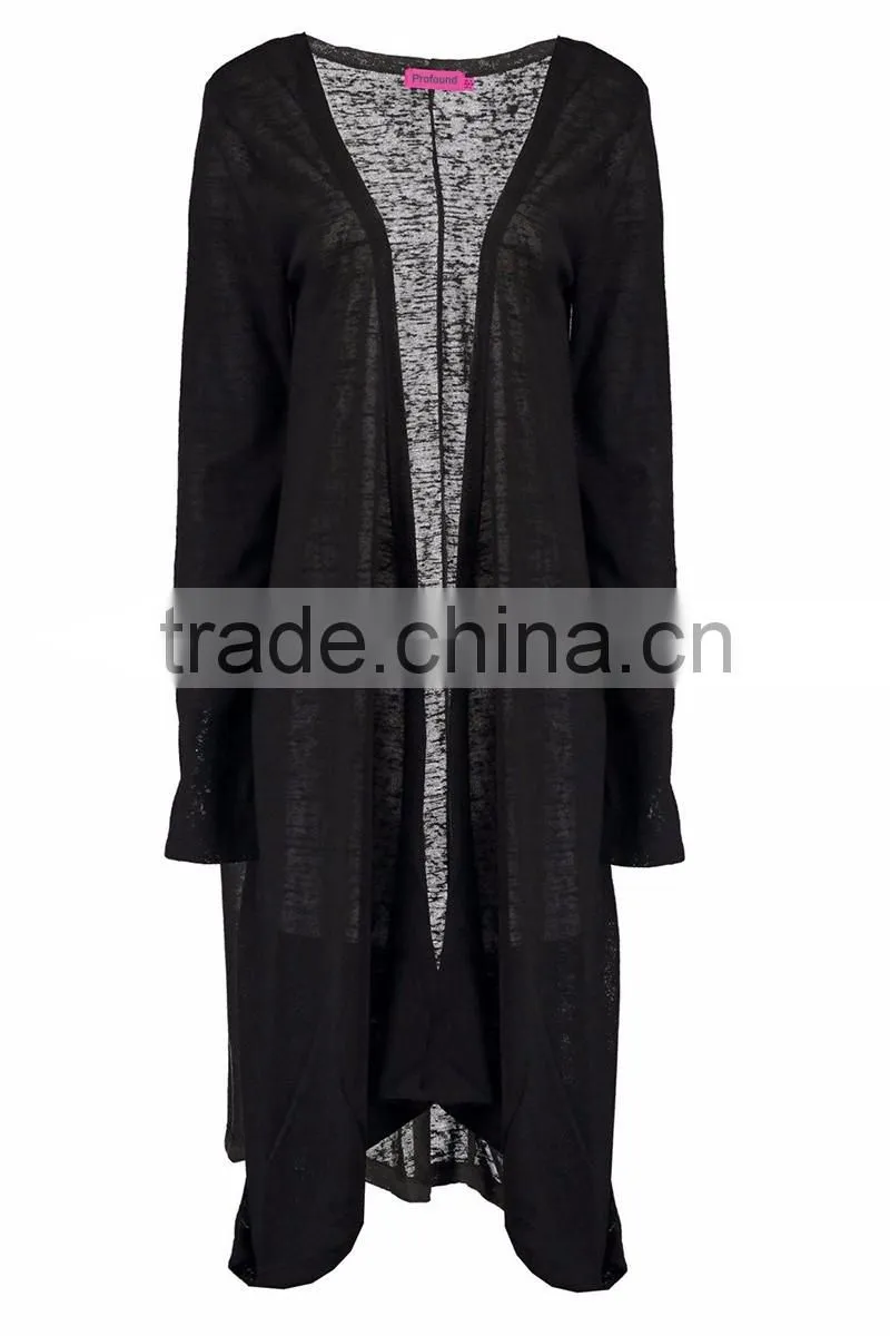 latest fashon black jersey longline cardigan for women