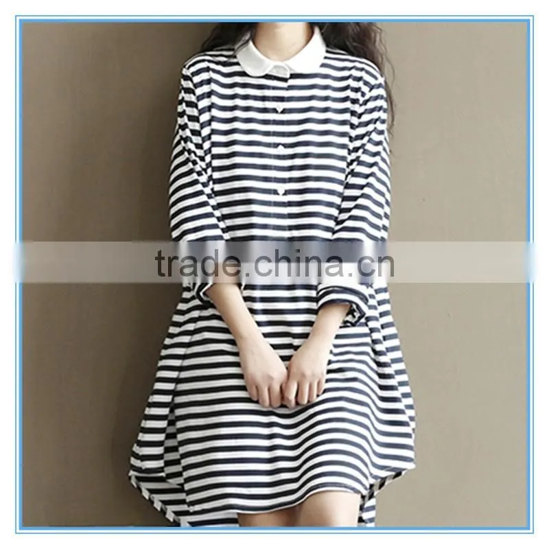 Polo Shirt Design Winter Korean Striped Dresses New Fashion Lady Dress