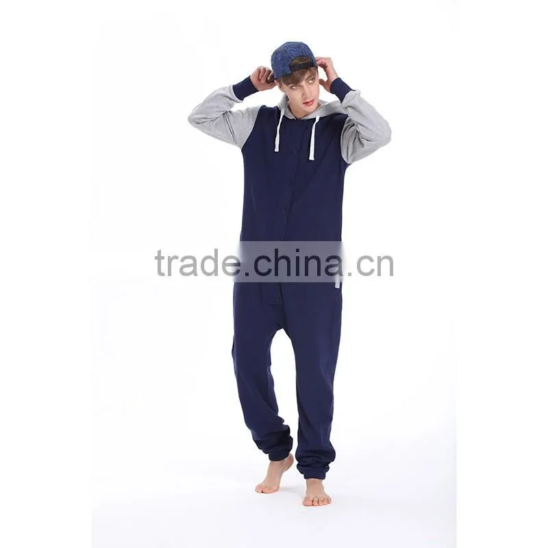 Fashion onesie jumpsuit with hood for men adult fleece jumpsuits